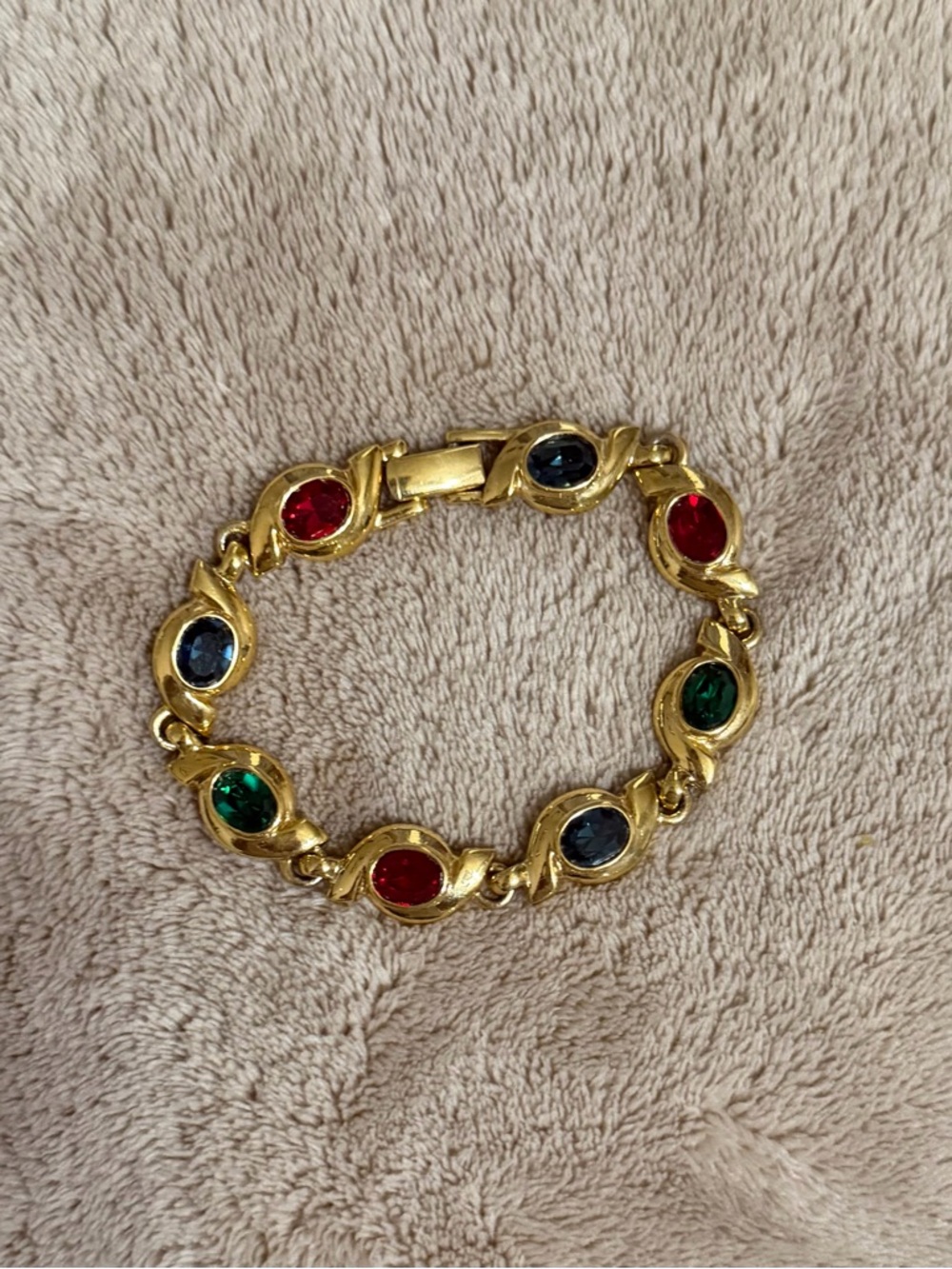 Costume jewelry Gold-Tone Multicolor Crystal Link Bracelet - Women Jewelry